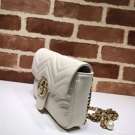 Firstbag ru Pearl GUCCI Chain Marmont GG Belt Bag 0625